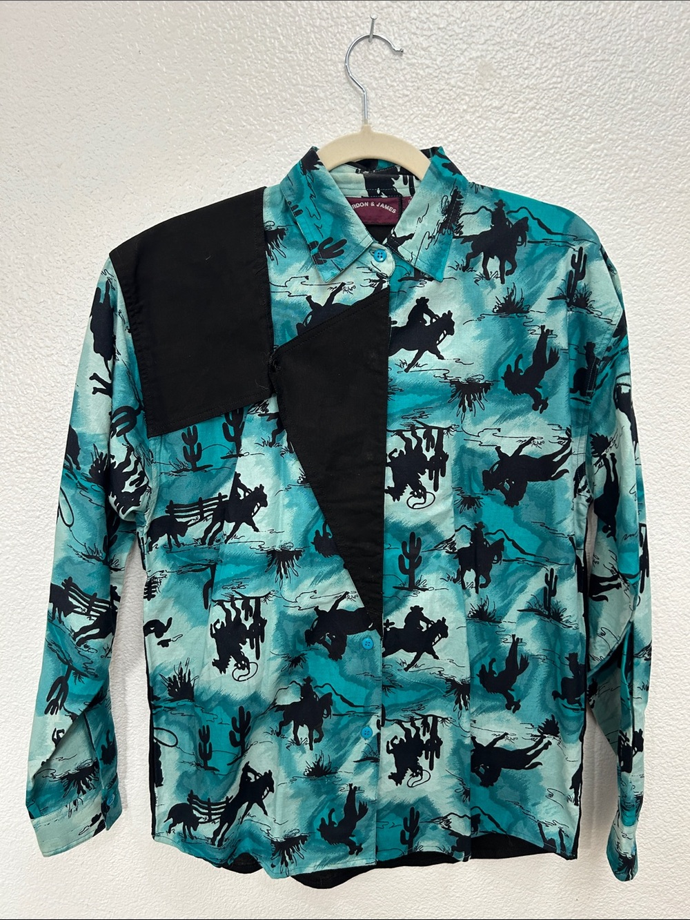 Gordon & James Turquoise Western Print Button-Up Shirt
